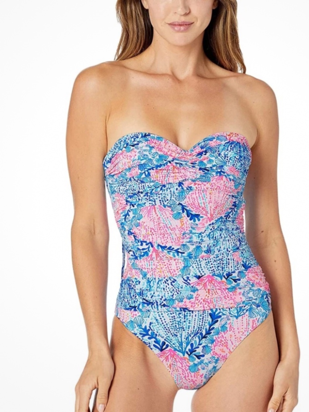 Lilly Pulitzer Blue and Pink Floral One-Piece Swimsuit